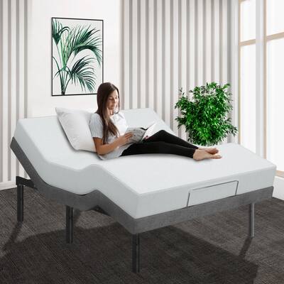 Renanim Adjustable Bed Base with 14-inch Medium Gel Memory Foam Mattress, Dual Massage, USB Ports, App, Remote
