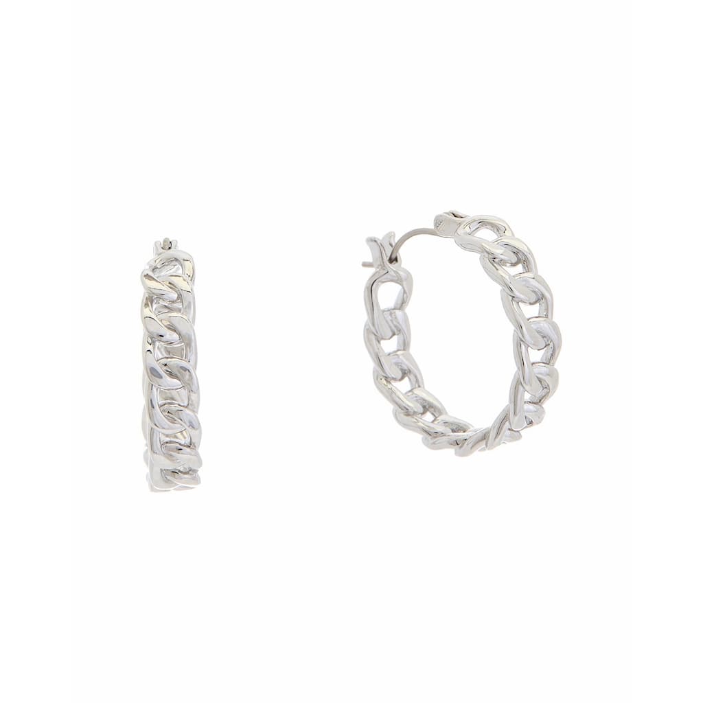 Juvell White Gold Plated Brass Link Hoop Earrings - N/A