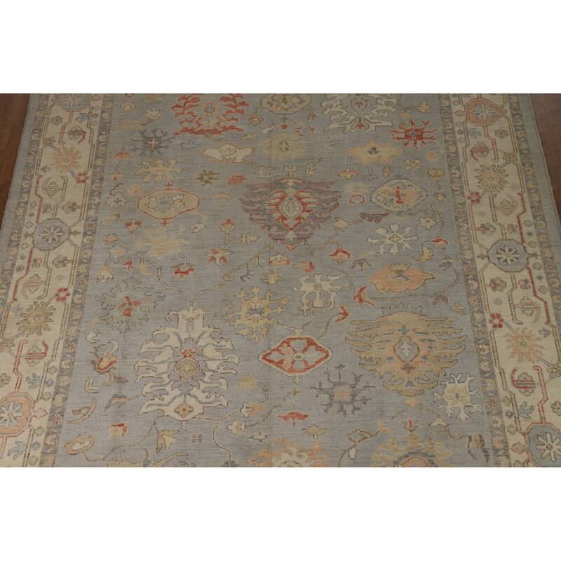 Hand Knotted Oriental 100% Wool Carpet Transitional All-Over Greys & Charcoal Oushak Area Rug - 9' 8'' X 8' 1''