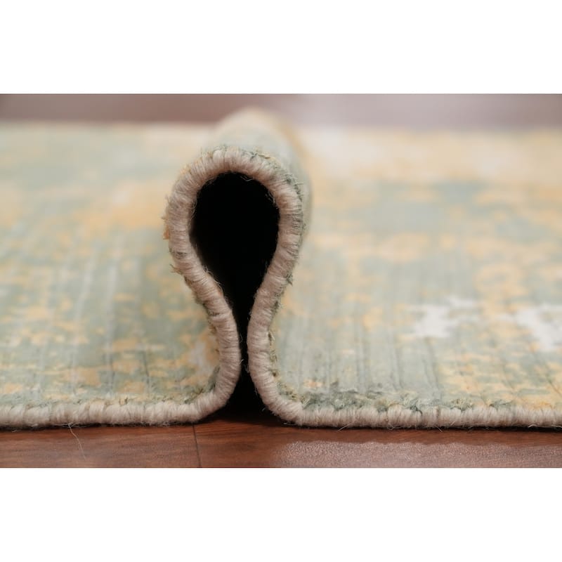 Hand Knotted Oriental Viscose Silk Carpet Modern All-Over Oranges & Rust Abstract Area Rug - 5' 10'' X 3' 10''