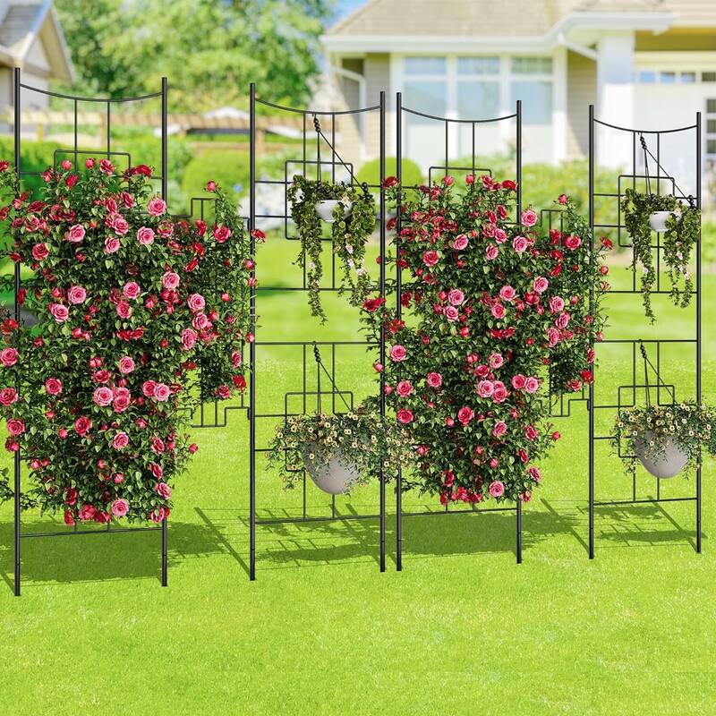 2 Pack Decorative Garden Fence Panels for Yard Border, Patio - Black