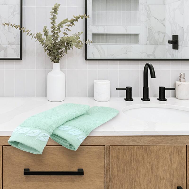 Leaves Pattern Bathroom Hand Towels, Soft Absorbent Decorative Hand Towel for Hand, Face, Kitchen, Hotel and Spa