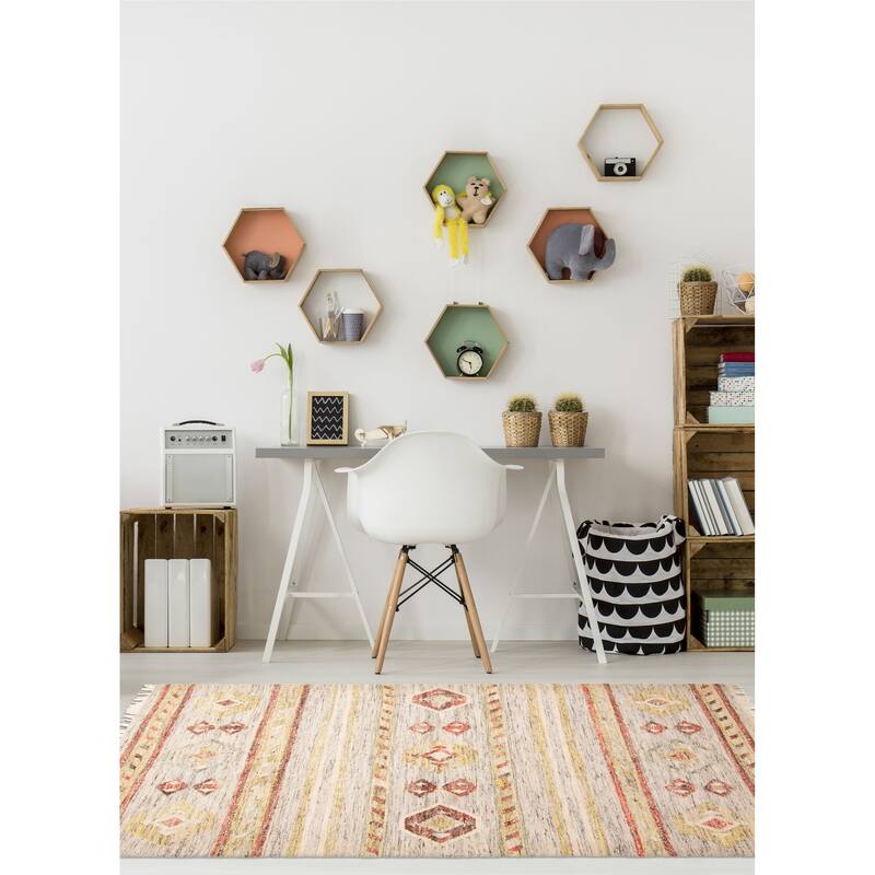 ECARPETGALLERY Flat-Weave Ankara FW Light Grey Wool Kilim - 5'8 x 7'10