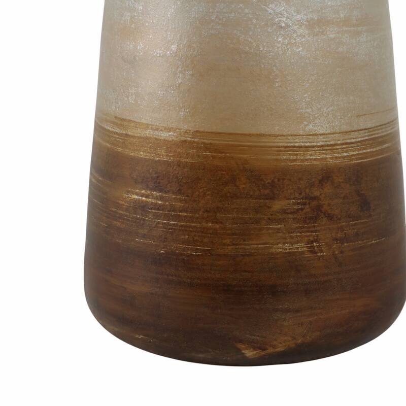 Modern Glam Glass Vase Metallic Textured Neck and Smooth Tapered Body