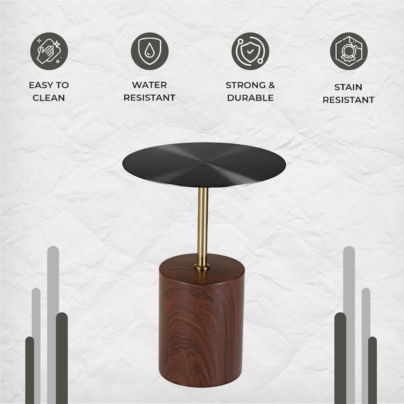 40-Inch Round Side Table in Stainless-Steel with Pedestal Base Accent End Table Malta Series