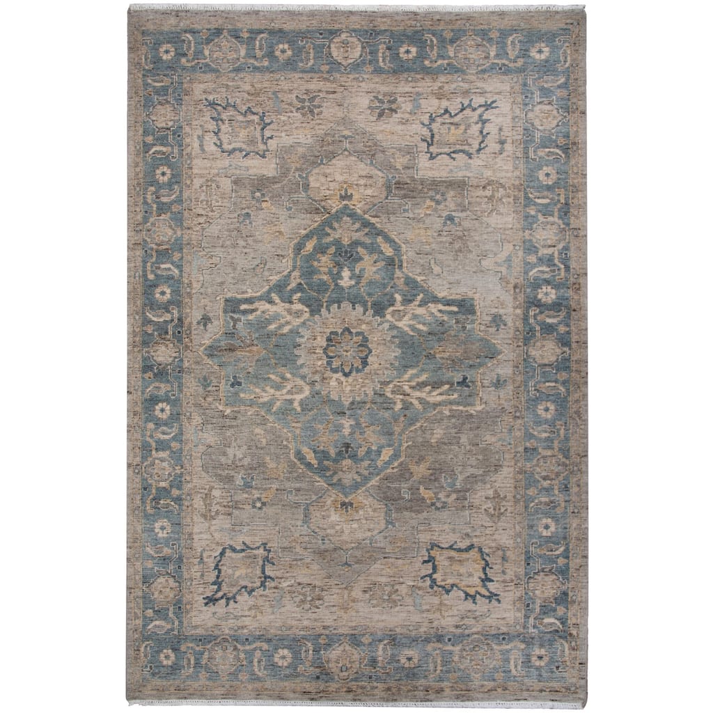Alora Decor Traditional Hand-knotted Medallion Blue Rug