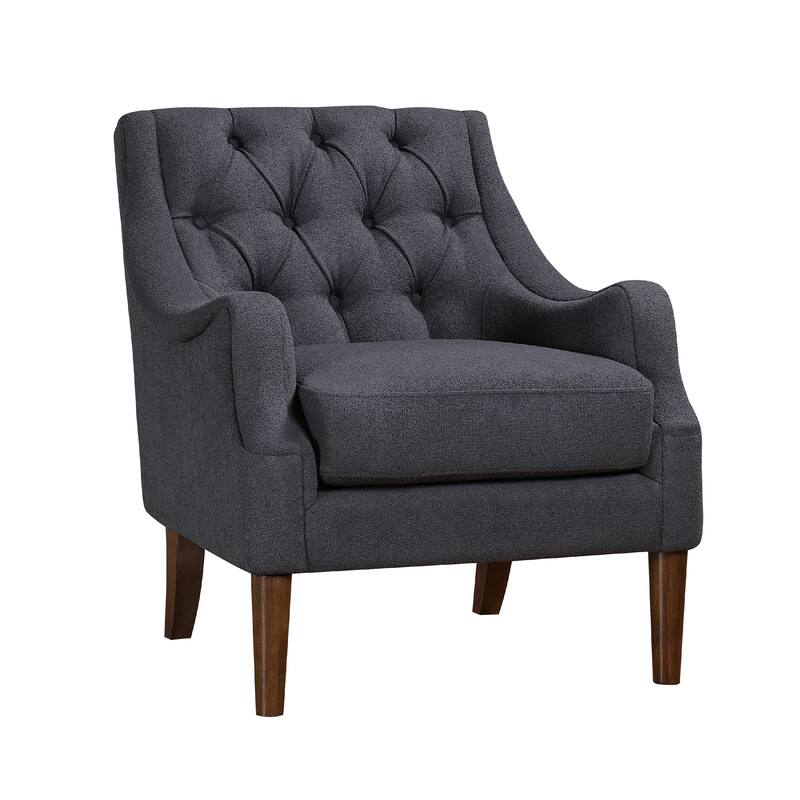 Jea Modern Accent Armchair, Button Tufted Dark Gray Boucle