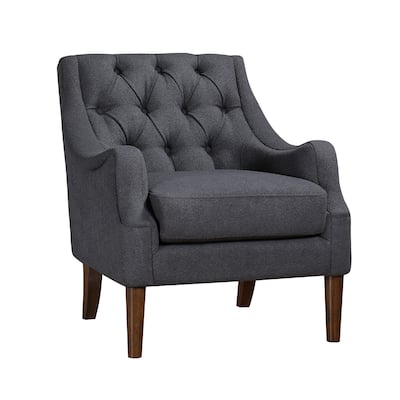 Jea Modern Accent Armchair, Button Tufted Dark Gray Boucle