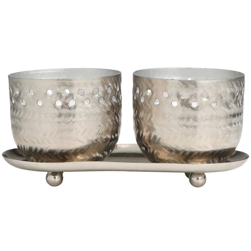 Gold or Silver or Copper Metal Scented Cutout Spotted 7 oz 1 Wick Candle with White Wax (Set of 2)