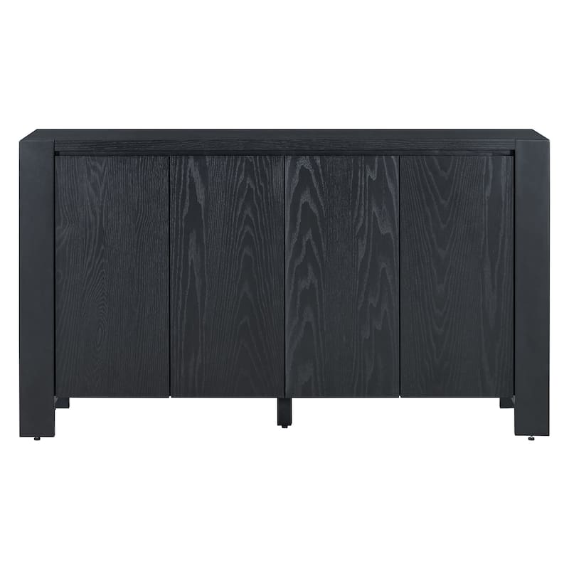 Buffet Cabinet with Storage, 4-Door Retro Wood Sideboard with Distressed Finish and Adjustable Shelves