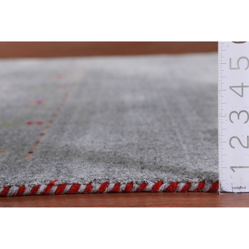 Hand Knotted Oriental 100% Wool Carpet Tribal Animal Pictorial Greys & Charcoal Gabbeh Area Rug - 7' 10'' X 5' 1''