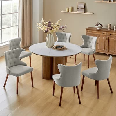 Pedro Mid-century Modern Dining Chair with Solid Wood Legs Set of 6 by HULALA HOME
