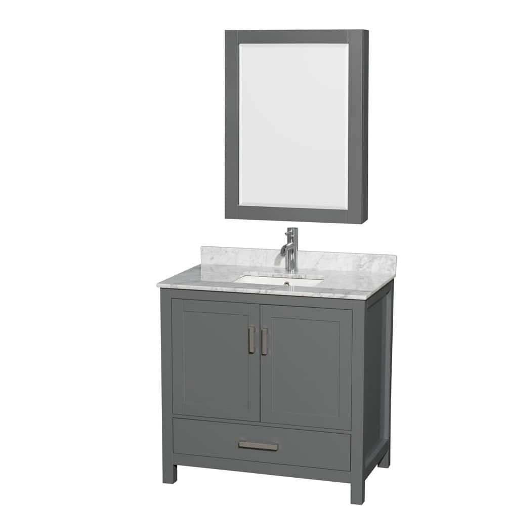 Option Dark Gray / White Carrara Marble Top / Brushed