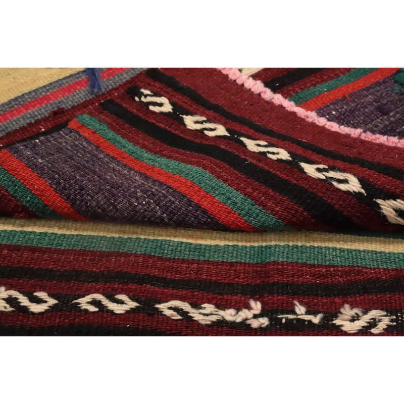 Hand Woven Oriental 100% Wool Carpet Southwestern Tribal Multi-Colored Kilim Area Rug - 7' 5'' X 5' 7''