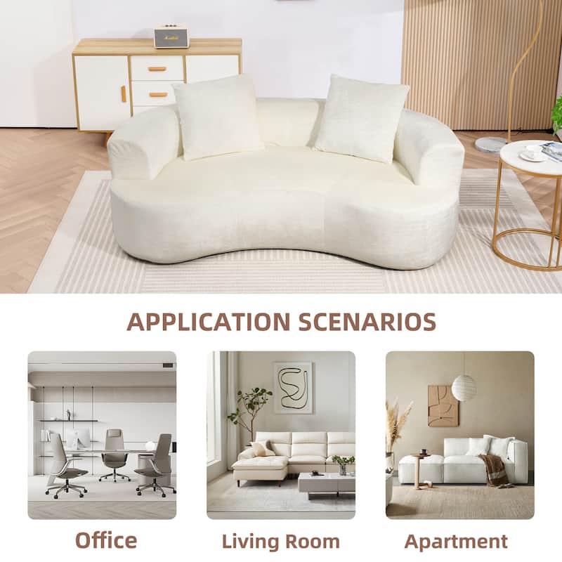 XINMICS 78.74'' Modern Sectional Sofa, 2-Seater Chenille Sofa with 2 Pillows, U-Shape Foam Sofa No Assembly Required