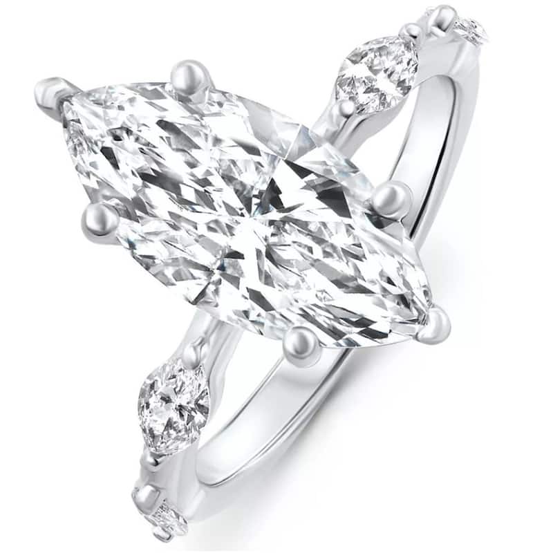 Certified 7Ct Marquise Diamond Platinum Engagement Ring Lab Grown