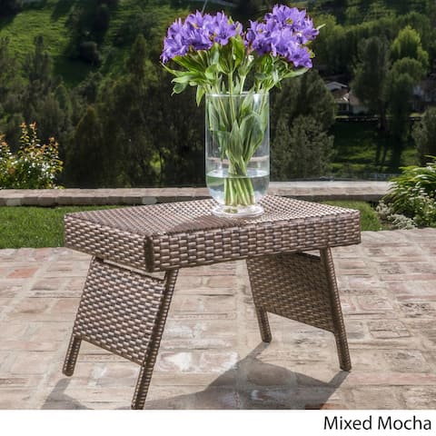 Salem Outdoor Brown Wicker Adjustable Folding Table by Christopher Knight Home - 16.00 W x 24.00 L x 15.75 H