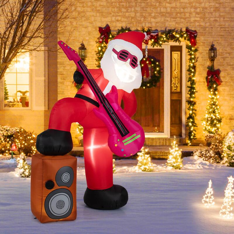 Costway 8.4 ft Inflatable Santa Claus with Music, Sound-synced Light - as pic shows - See Details - as pic shows - See Details - overstock.com/bedbathandbeyond.com