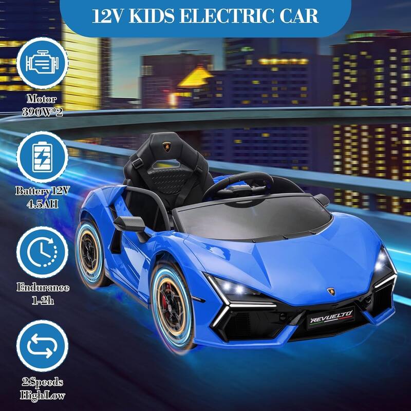12V Kids Ride on Car Toy, Licensed Lamborghini Revuelto for Kids Best Gift