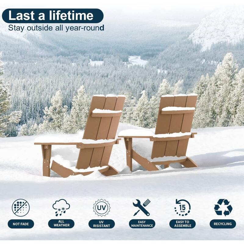 WINSOON Adirondack Chair Weather Resistant with Cup Holder