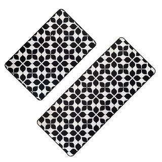 Martha Printed Kitchen Floor Mats - Black & White Tile Design - Bed ...