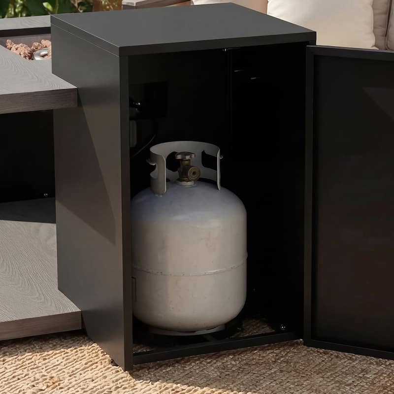 50,000 BTU Propane Fire Pit Table with Hidden Tank Storage, Outdoor Gas Fire Table with Zinc-Aluminum Top, Patio Fire Table