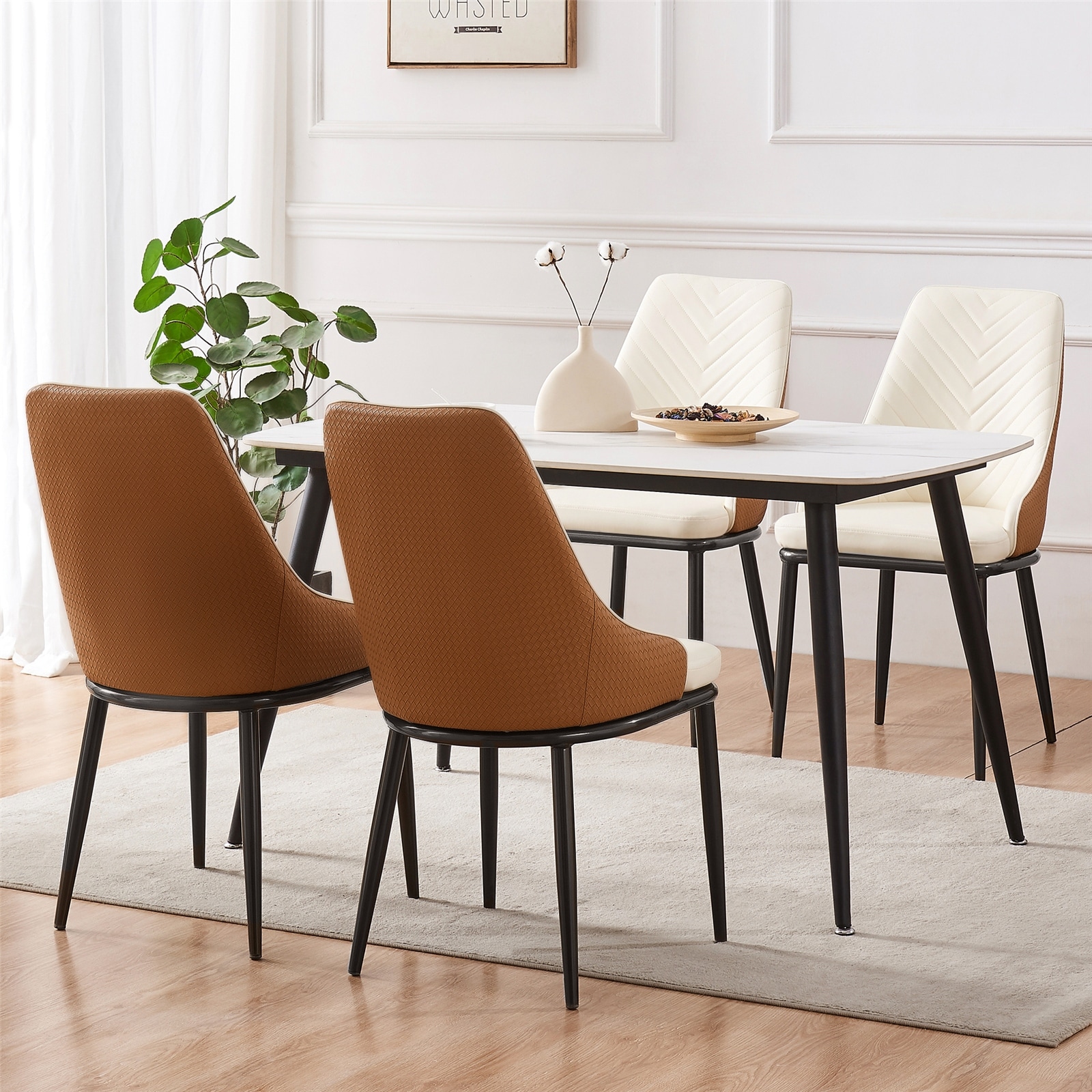 Wrought iron upholstered new arrivals dining chairs