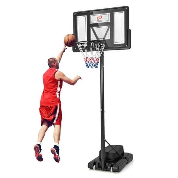 slide 2 of 10, Goplus Portable Basketball Hoop 11-Level Height Adjustable Basketball - See Details Black - See Details