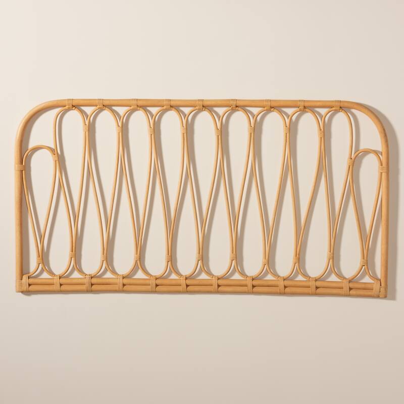Carrick Modern Bohemian Natural Rattan Wall-mountable Headboard-Queen