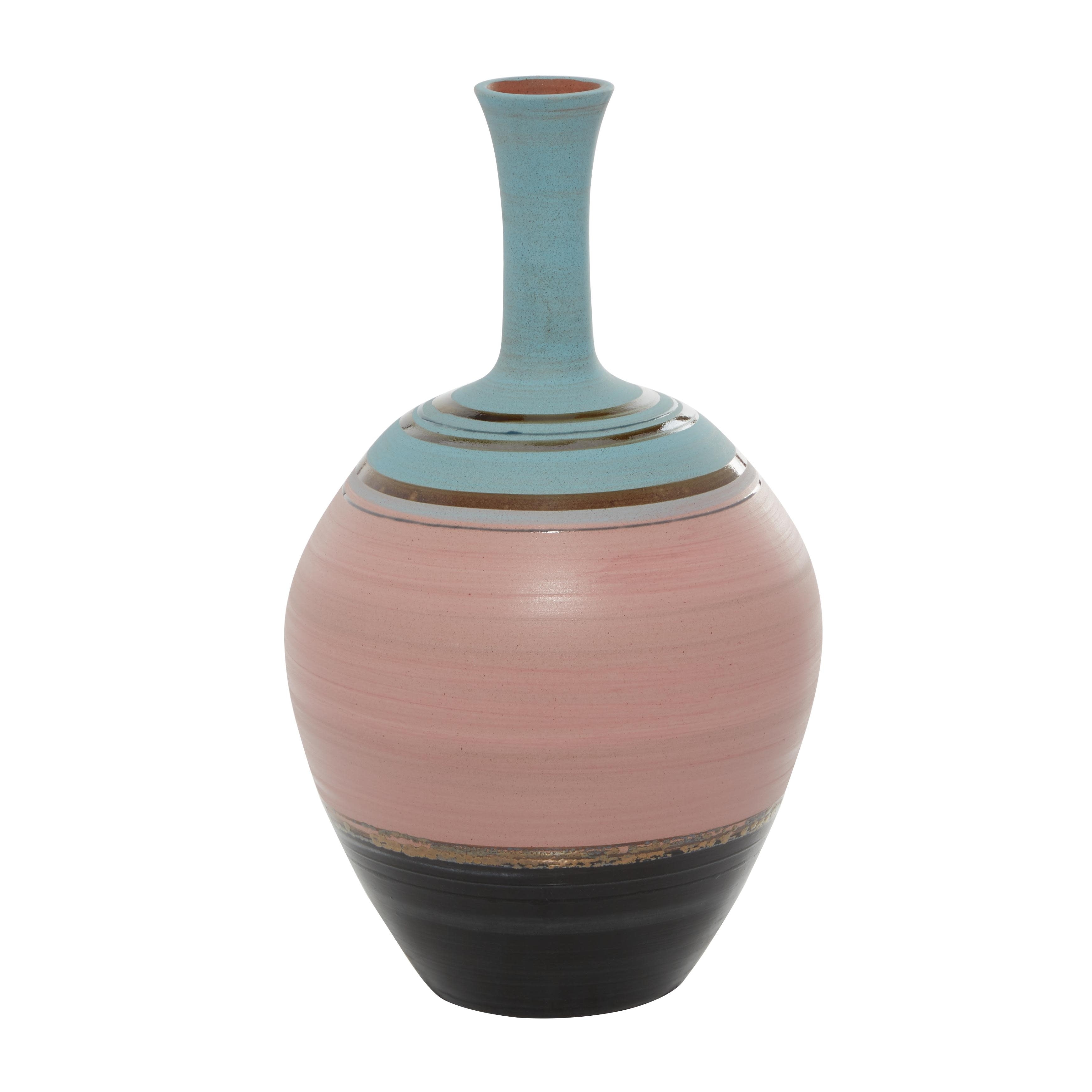 Ceramic Vase with Blue Tops - Pink - Roche River Decor