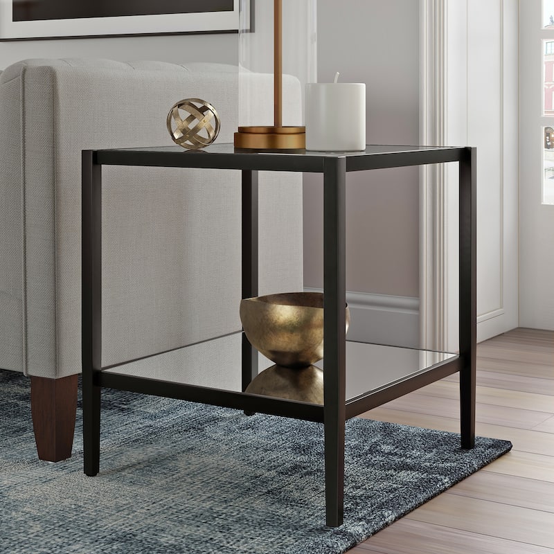 Hera 20" Wide Square Side Table with Mirror Shelf - 20" Wide