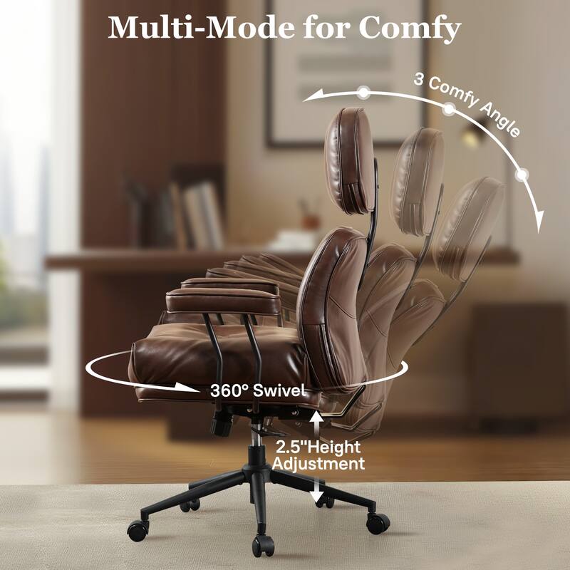 OVIOS PU Leather Ergonomic Lumbar Support Office Chair Desk Chair