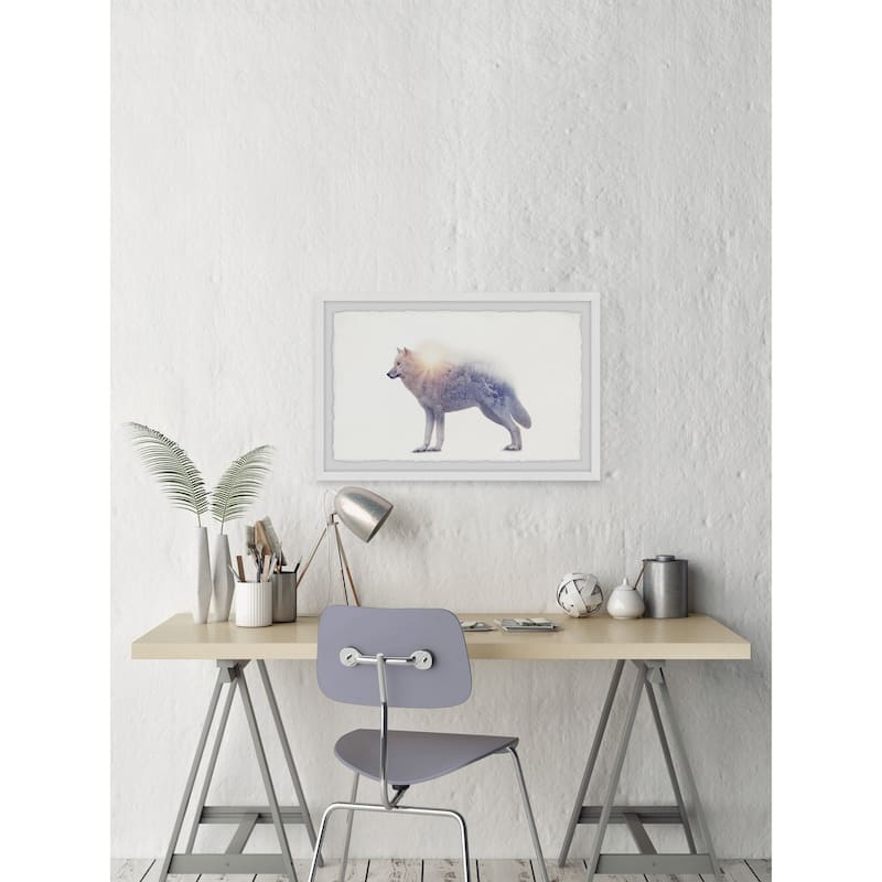 'Bright White Wolf' Framed Painting Print