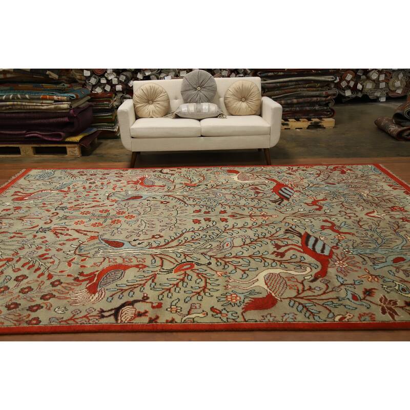 Hand Knotted Oriental 100% Wool Carpet Traditional All-Over Greys & Charcoal Ziegler Area Rug - 11' 10'' X 8' 11''