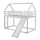 preview thumbnail 18 of 16, Modern Twin Size Wood Bunk House Bed with Slide, Ladder & Roof, Gray