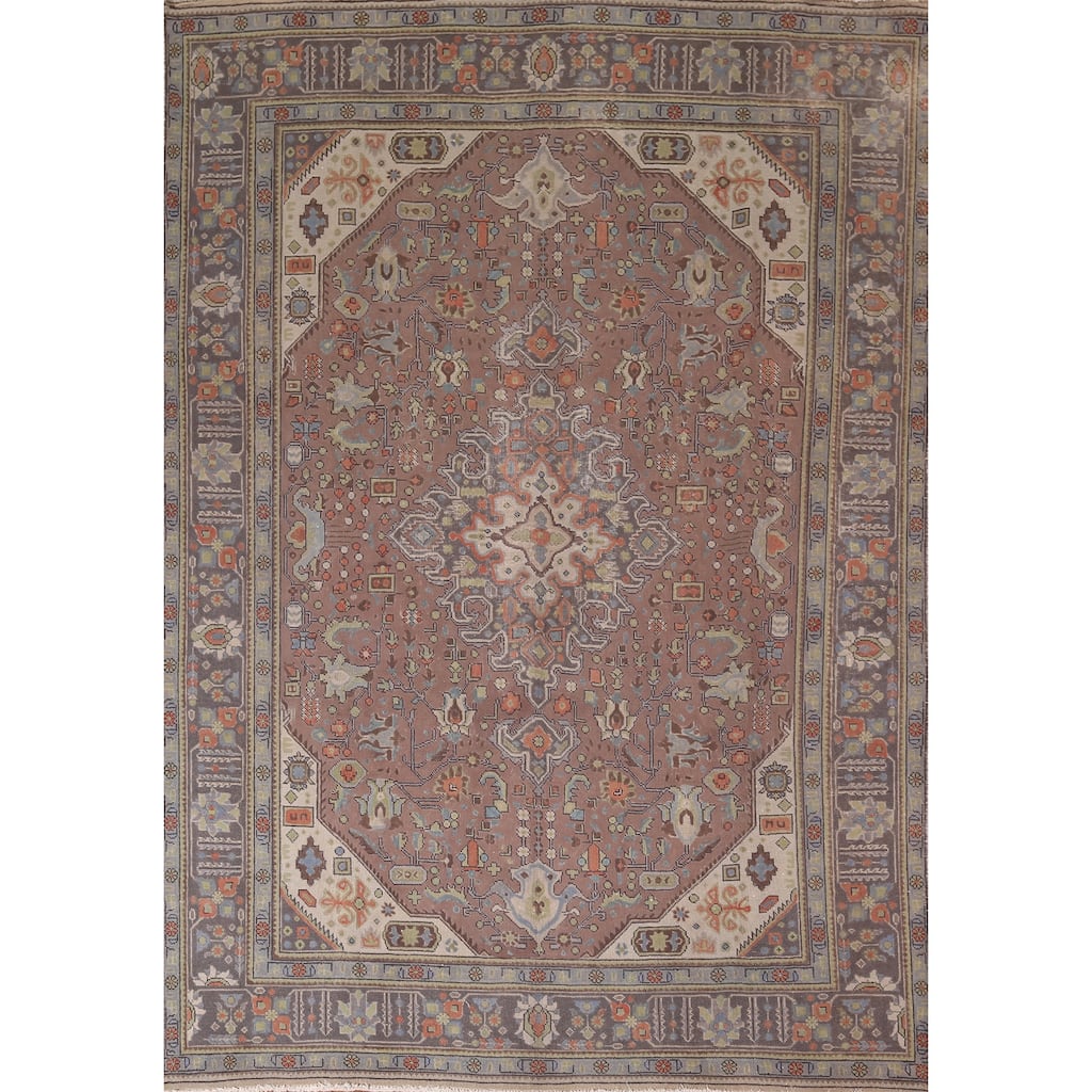 Geometric Tabriz Persian Vintage Area Rug Handmade Wool Carpet - 7'6"x 11'0"