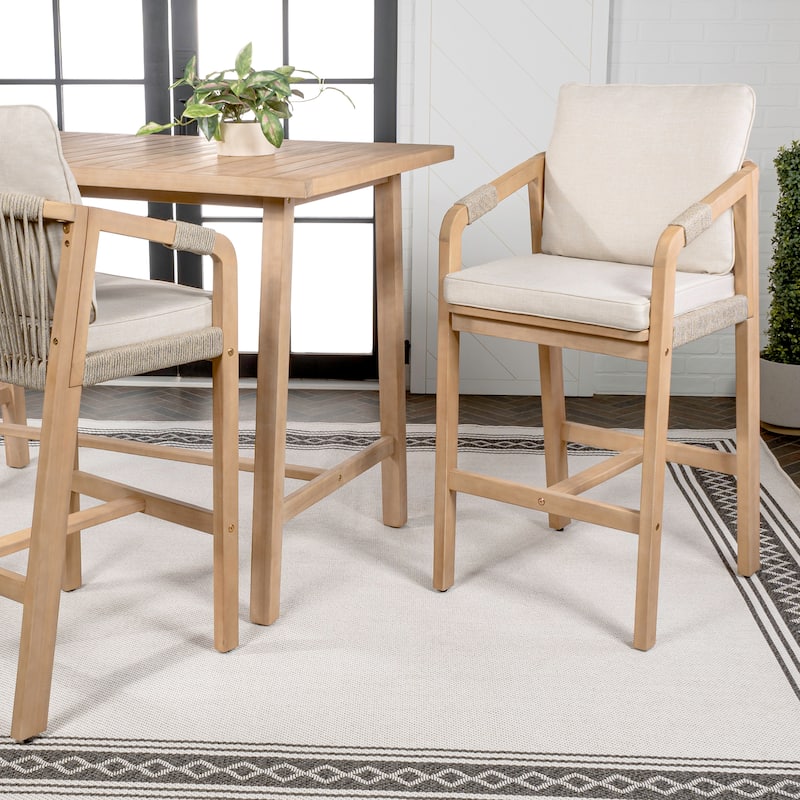 Outdoor Bar Stool with Cushions & Armrests, (Set of 2) by JONATHAN Y