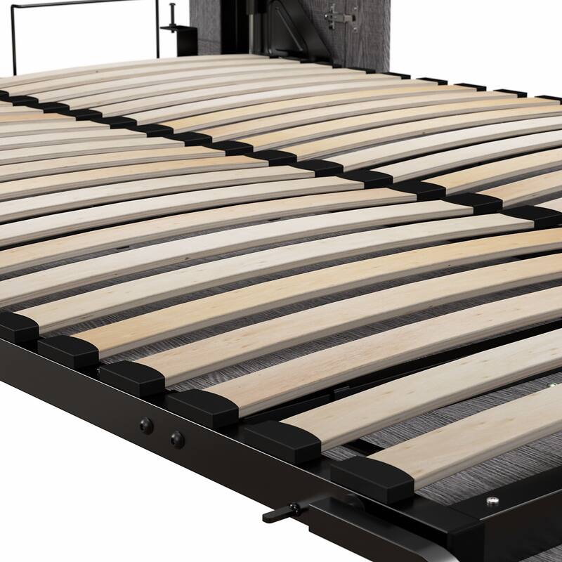 Orion Full Murphy Bed with Storage Cabinet and Fold-Out Desk by Bestar