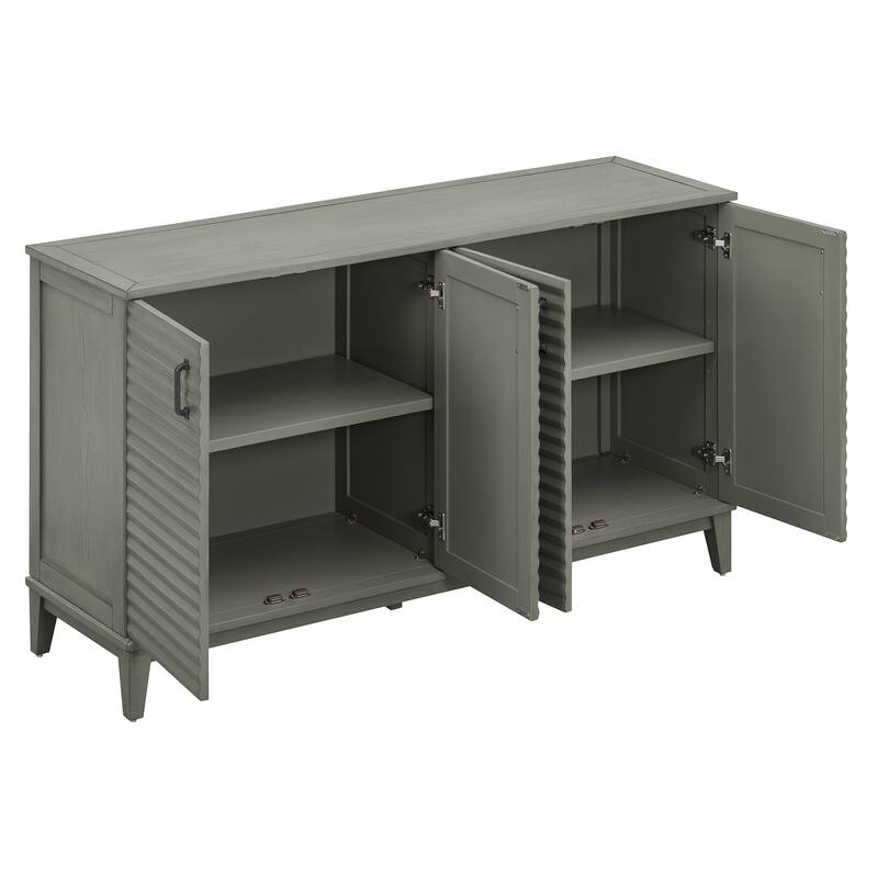 Sideboard with 4 Door Large Storage Buffet with Adjustable Shelves and Metal Handles for Kitchen, Living Room, Dining Room
