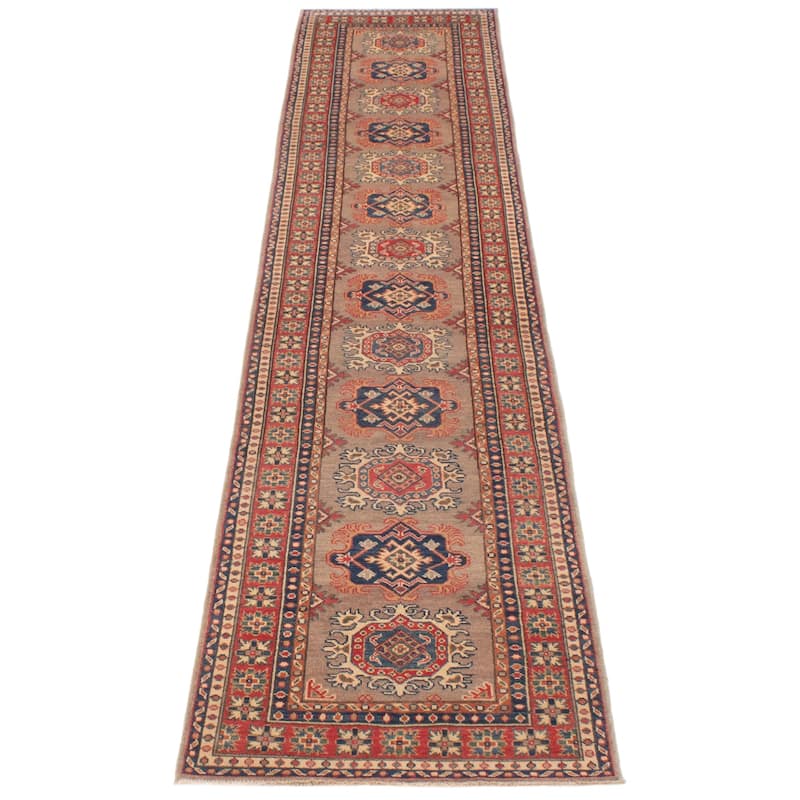ECARPETGALLERY Hand-knotted Uzbek Ghazni Taupe Wool Rug - 2'7 x 12'10