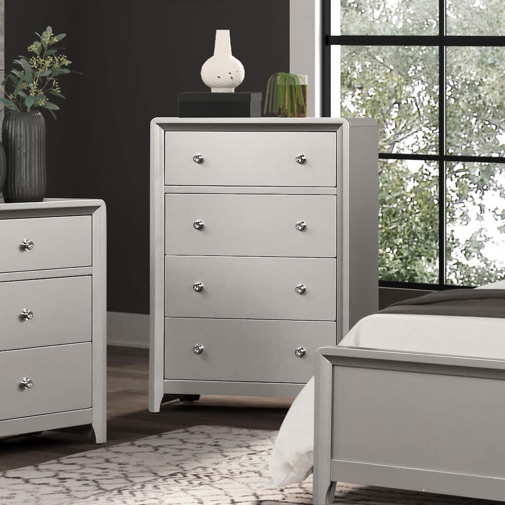 Furniture of America Milandra Modern Champagne Solid Wood 4-Drawer Storage Chest