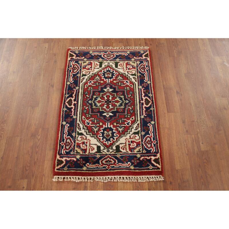 Geometric Heriz Serapi Accent Rug Handmade Wool Carpet - 2'0" x 3'0"