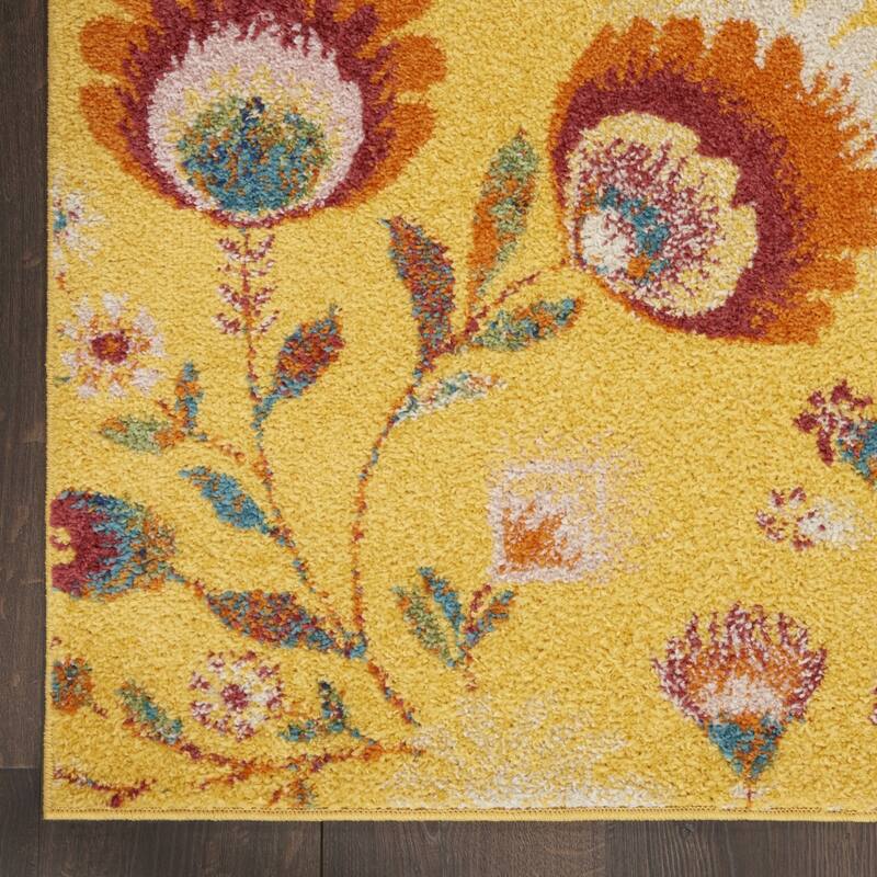 Power Loomed Floral Traditional Low Pile Area Rug - 118' X '94' X '0.25
