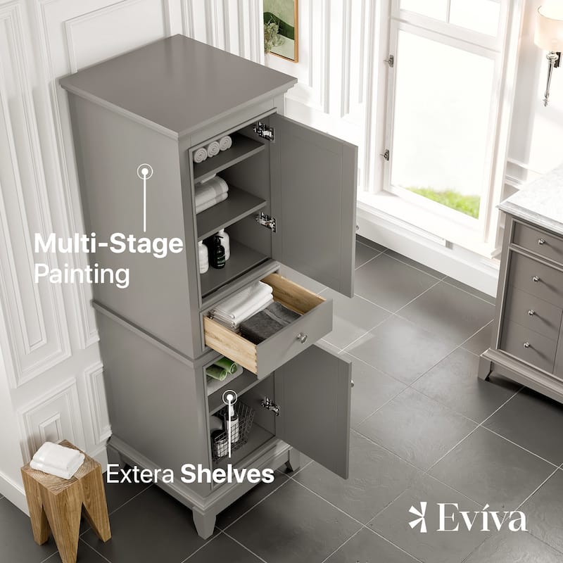 Eviva Elite Stamford 24" Gray Freestanding Linen Cabinet
