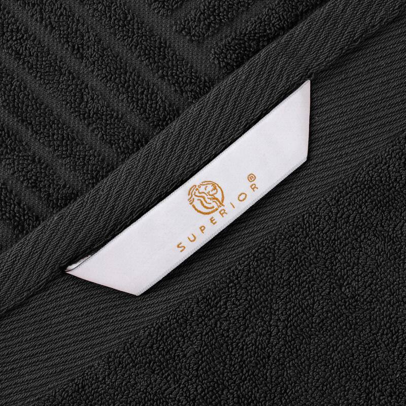 Superior Basketweave Egyptian Cotton Jacquard and Solid Bath Towel Set of 4