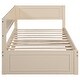 preview thumbnail 10 of 28, Twin Size Wood Daybed with Trundle and Guardrail, Solid Pine Frame, No Box Spring Required, Vintage Style for Bedroom, Beige