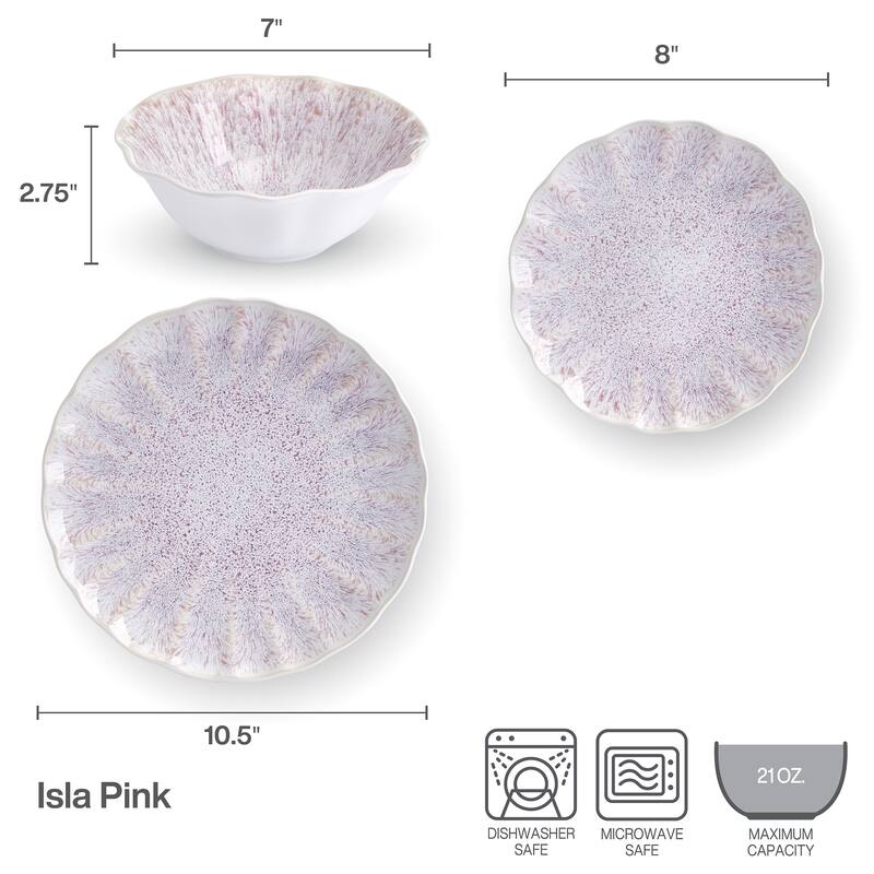 Mikasa Isla Pink 12-Piece Dinnerware Set, Service for 4 Set