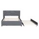 preview thumbnail 10 of 21, Comfortable Upholstered Platform Bed with Stylish Headboard and Extra Trundle