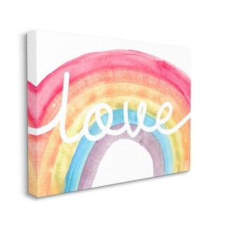 Stupell Warm Rainbow Arches Love Cursive Typography Canvas Wall Art ...