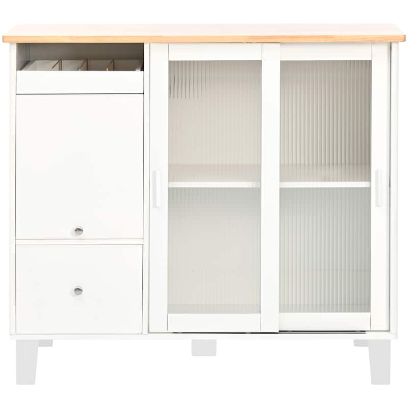 Kitchen Island with Drop Leaf & LED Light